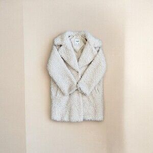 Abercrombie & Fitch Faux Fur Teddy Coat Cream - Cream Ivory - Women's M Cozy EUC